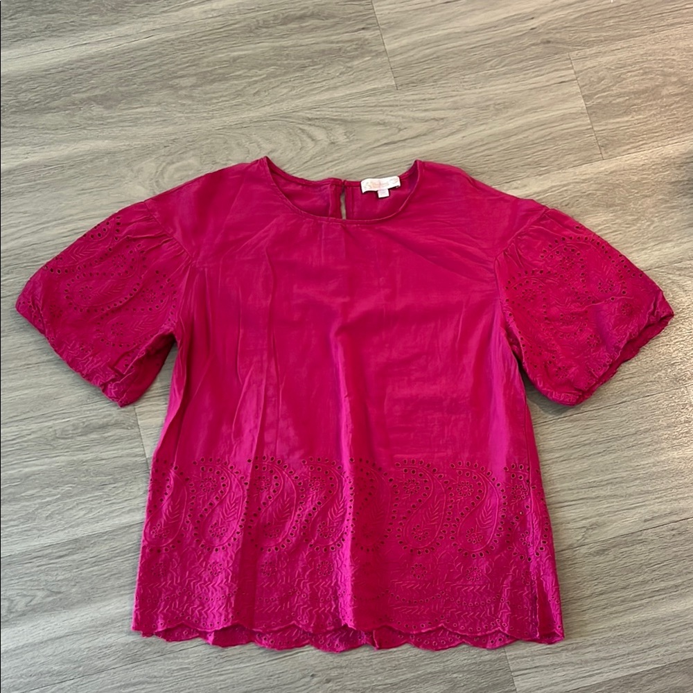 Suzanne Betro Fuchsia Eyelet Blouse